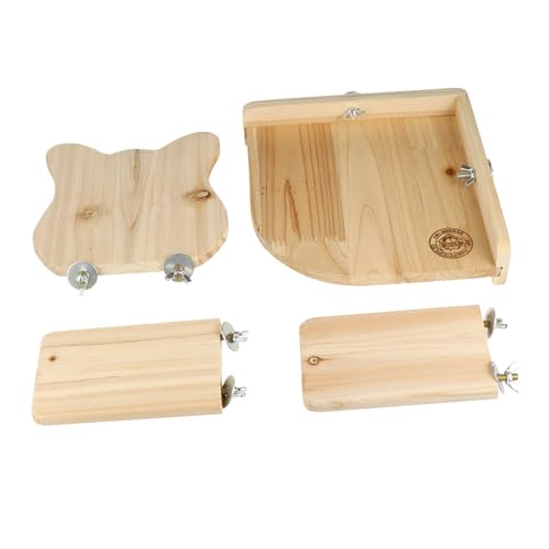 Hohopeti Schaukel-Set aus Holzplattform für Hamster Eichhörnchen Chinchilla 4-TLG. sicheres Sprungbrett-Spielzeug für Kleintiere von Hohopeti