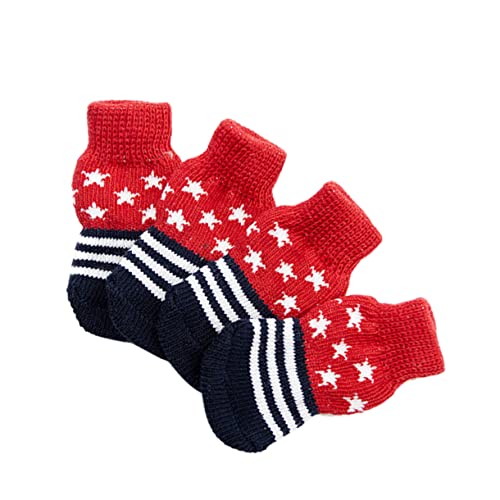 Hohopeti Warmes Haustier-socken-Set 4-teilig Hundesocken-Design Baumwollmaterial Bequem Für Pudel Größe S von Hohopeti