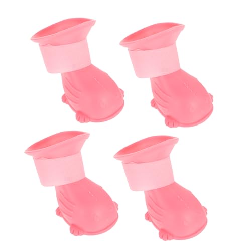 Hohopeti 4 Stück wasserdichte Schuhe Chihuahua-Regenstiefel Hundestiefel Welpenschuhe Chihuahua-Booties Regenstiefel Für Hund Hundepfotenschutz Hundeschuhe Schuhsohlenschutz Schritt Rosa von Hohopeti