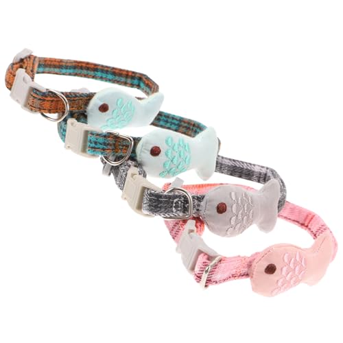 Hohopeti 4Stücke Katzenhalsband Set Teiliges Verstellbares für Haustiere Fischform Gitterdesign Farbenfroh für Anzuziehen Langlebig und Sicher Perfektes Hohopeti 4Stücke Katzenhalsband Set Teiliges Verstellbares für Haustiere Fischform Gitterdesign Farbenfroh für Anzuziehen Langlebig und Sicher Perfektes von Hohopeti