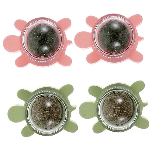 Hohopeti 4pcs Catnip Wandspielzeug Rotierende Essbare Katze Lecken Kugeln Catnip Ball Katze Kauen Spielzeugzähne Reinigen Katzenbiss Spielzeug von Hohopeti