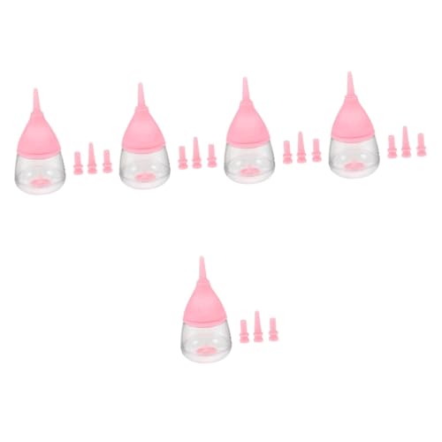 Hohopeti 5St PET-Flasche Tiere Welpenfutterflasche Fütterung Hasen Flasche pet Flaschen Welpenflasche Haustier babyflaschen Futterspender für Welpen Kätzchenflaschen Kieselgel Rosa von Hohopeti