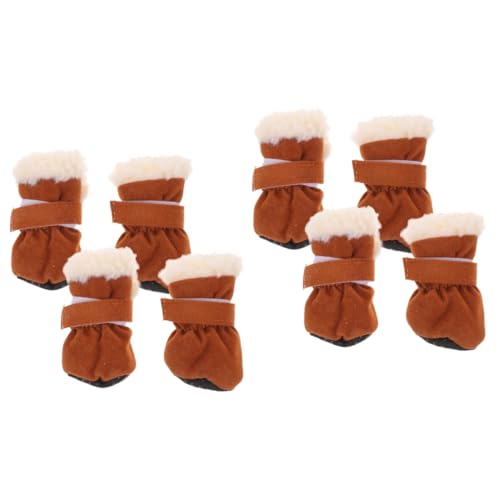 Hohopeti 8 STK Schneestiefel Für Haustiere Winterschuhe Für Welpen Hund Fuß Abdeckung rutschfeste Haustierschuhe Hundeschneeschuhe Für Kleine Hunde Hund Warme Stiefel Flanell Brown von Hohopeti