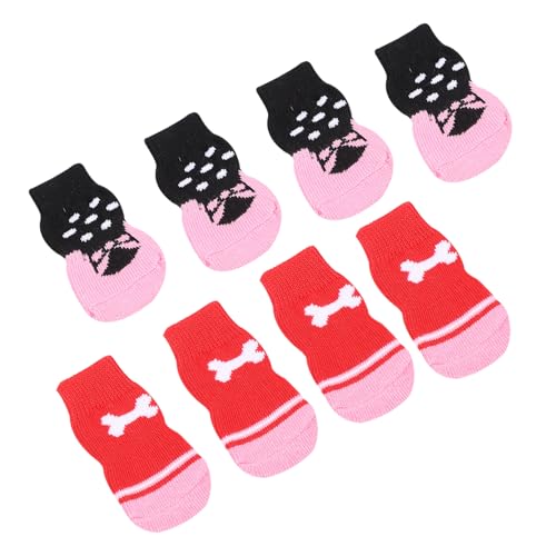 Hohopeti Weihnachtssocken Für Hunde Warme Socken Für Die Pfoten Von Haustieren Weiches Material Zufälliges Muster Weihnachts-Haustier-schuhset von Hohopeti