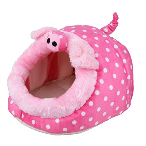 Hohopeti Warmes Nest Mini-Haustierbett rosa Schweinchen-Design Kleintierbett für Hamster/Eichhörnchen/Mäuse/Ratten von Hohopeti