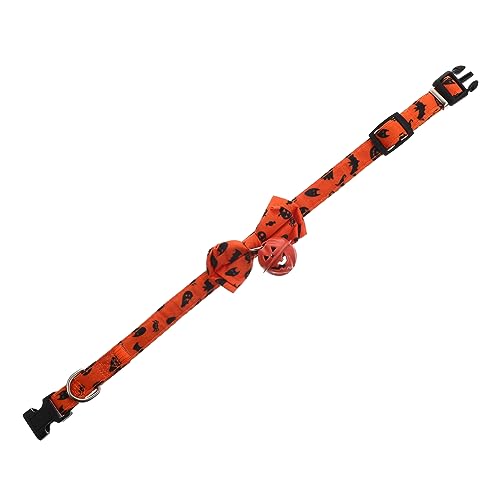 Hohopeti Halloween-Kragen kleines Welpenhalsband Katze Krawatten Kürbis-Dekor Halloween Theme Halloween Pumpkin Haustier dekoratives Hundehalsband Halloween-Katzenhalsband Polyester Orange von Hohopeti