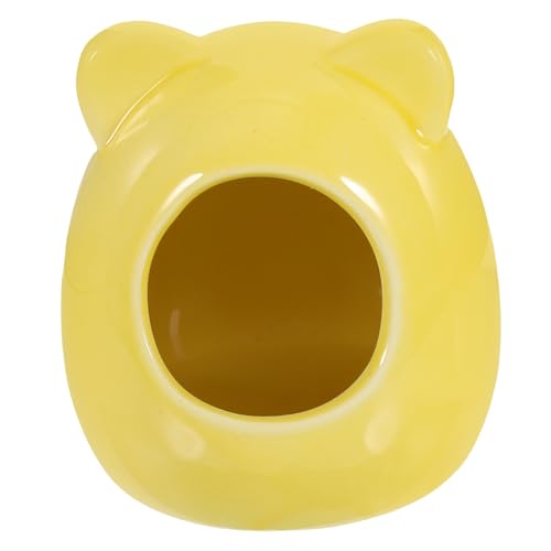 Hohopeti Hamster Spielzeug hamsterspielzeug Hamster Behausung Hamster Versteck Hamster Schlafhaus Hamsterhaus Kühlnest aus Keramik Hamsterspielplatz Igel-Hamster-Nest Hamsterhütte Yellow von Hohopeti