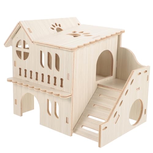 Hohopeti Hamstervilla aus Holz Versteck Burg Kletterleiter großes Spielhaus aus Holz für Haustiere von Hohopeti