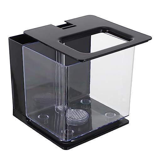 Hohopeti Mini-Aquarium Selbstreinigendes Aquarium Glasaquarium aquariumpflanzen aquarienpflanzen Behälter zum Ausbrüten von Braten Desktop-Aquarium kein Wasserwechsel kleines Fischbecken von Hohopeti