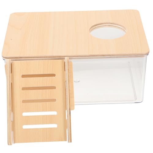 Hohopeti Große Sandbadewanne Für Hamster Und Meerschweinchen Transparente Sandbadbox Mit Holzleiter 2 Teiliges Set Für Kleintiere Ideal Für Käfigzubehör Und Tierpflege von Hohopeti