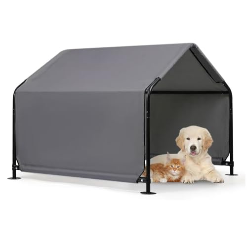 Outdoor Pet Shade Dog Shade Shelter, Versatile Pet Canopy Tent Pet Markise for Dogs, Cats, Small Animals and Livestock, 4'x4'x3' Waterproof, Sun Protection, Grey von Hohuqeri