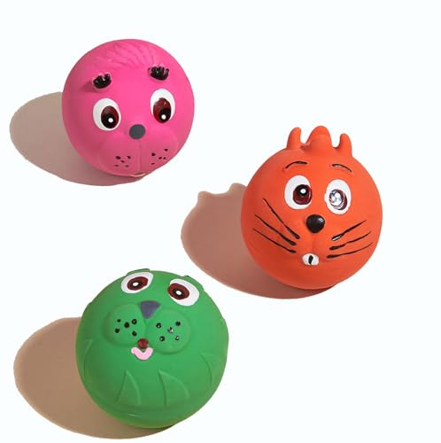 Hoiasem Quietschendes Latex-Welpenspielzeug, lustiges Tier-Set, interaktives Spielen für kleine Hunde, verschiedene Farben, 6,1 cm, 3 Stück von Hoiasem