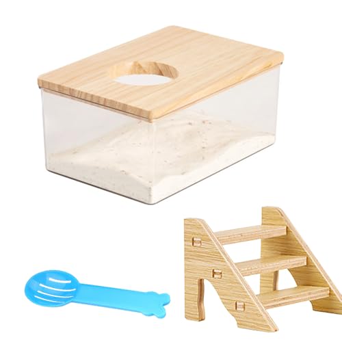 Hojalis Hamster Sand Badebox, Transparenter Hamster Sandbad Container mit Leiter, Haustierbedarf für Kleintiertoilette Badewanne, Hamster Graben Box für Rennmaus, Streifenhörnchen, Meerschweinchen, von Hojalis