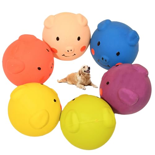 Hojalis Quietschendes Latex-Hundespielzeug, 6 Stück, Latex-Hundespielzeug mit Quietscher, weiche Quietschbälle für Hunde, Latex-Schweinebälle, interaktives Hundespielzeug, Kauspielzeug, quietschendes von Hojalis