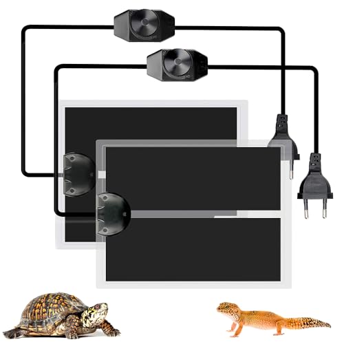 Hojalis 2PCS Reptil Heizmatten, 14W Heizmatte für Terrarium, Terrarium Heizmatte mit Temperaturregelung, Einstellbar Reptile Wärmekissen für Reptilien Eidechse Schlangen Gecko Schildkröte (28x28CM) von Hojalis