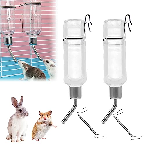 Hojalis Trinkflasche Kaninchen, 2 Stück Trinkflasche Kaninchen Mit Halterung, 350ml Trinkflasche Hasen, Hängende Kleintiertränke, für Kleintiertränke Meerschweinchen Hamster Chinchillas von Hojalis