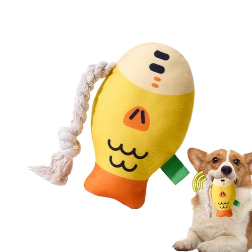 Holdes Gefülltes Kauspielzeug für Hunde, quietschendes Haustierspielzeug - Puffhead Fish Plüsch-Quietschspielzeug, weiches Kauspielzeug,Sound Teeth Toy Interaktives, verschleißfestes Hundespielzeug von Holdes