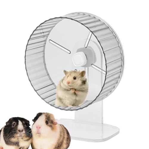 Holdes Silent Hamster Laufräder,Hamster Silent Wheel,Laufräder für Kleintiere - Superleiser Igel, Acryl-Silent-Spin mit höhenverstellbarem Ständer für Hamster, Rennmäuse, Mäuse von Holdes