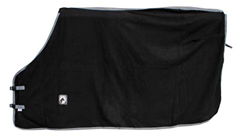 Excellent Fleece Deken voor paarden – Fleecedecke für Pferde – Decke – Pferdekram – schwarz und grau – 135/185 cm von Holland Animal Care