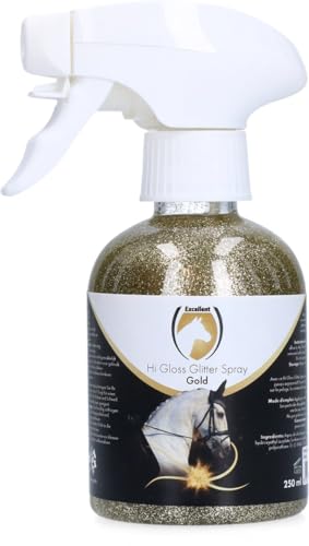 Holland Animal Care Excellent Hi Gloss Glitzerspray - 250 ml - Mähnenspray für Pferde - Schönes Glitzern - Schweifspray - Glanzspray Pferd - Für Pferde geeignet - Gold von Holland Animal Care