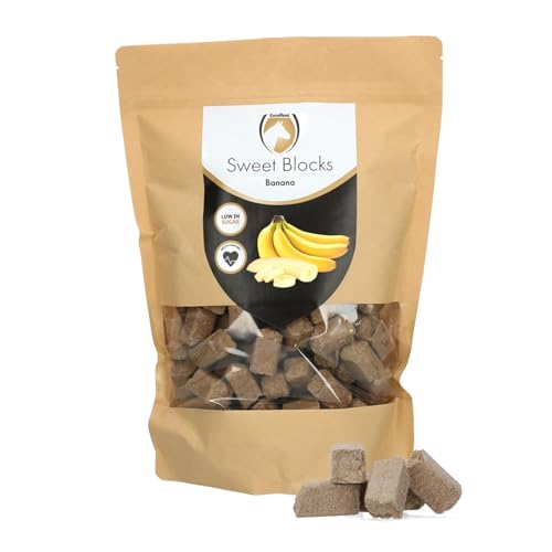 Excellent Horse Sweet Banana Blocks - Pferdebonbons - Zuckerfrei - Pferde - Bananengeschmack - Stückchen - Belohnung - 1 kg von Holland Animal Care