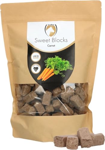 Excellent Horse Sweet Carrot Blocks - Pferdeleckerli - Zuckerfrei - Pferde - Karottengeschmack - Stückchen - Belohnung - 1 kg von Holland Animal Care