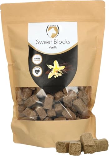 Excellent Horse Sweet Vanilla Blocks - 1 kg - Pferdebonbons - Zuckerfrei - Pferde - Vanillegeschmack - Blocks - Belohnung von Holland Animal Care