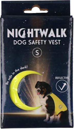 Nightwalk Sicherheitsweste - Rückenlänge 25 cm - Sicherheitsweste Hund - Hundeweste - Reflektierende Sicherheitsweste - Größe S - Gelb von Holland Animal Care