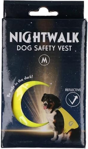 Nightwalk Sicherheitsweste - Rückenlänge 35 cm - Sicherheitsweste Hund - Hundeweste - Reflektierende Sicherheitsweste - Größe M - Gelb von Holland Animal Care