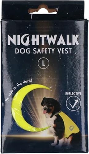 Nightwalk Sicherheitsweste - Rückenlänge 45 cm - Sicherheitsweste Hund - Hundeweste - Reflektierende Sicherheitsweste - Größe L - Gelb von Holland Animal Care