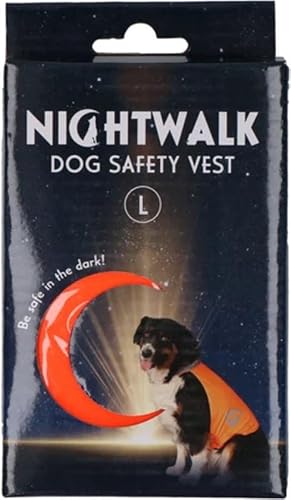 Nightwalk Sicherheitsweste - Rückenlänge 45 cm - Sicherheitsweste Hund - Hundeweste - Reflektierende Sicherheitsweste - Größe L - Orange von Holland Animal Care