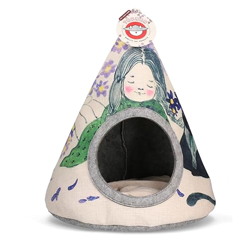 Takara Tipi - Katzenhaus - 42 x 56 cm - Katzen Tipi Zelt - Katzenkorb - Violet Flower von Holland Animal Care