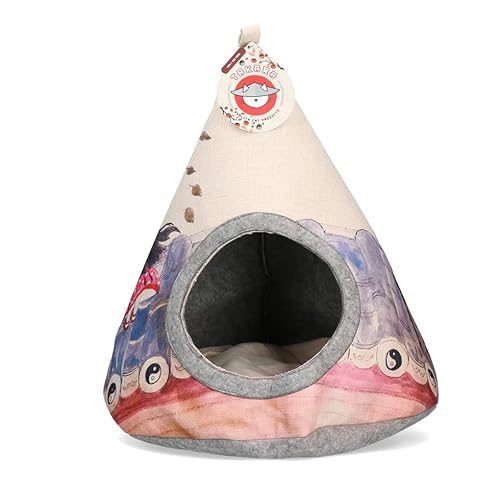 Takara Tipi - Katzenhaus - 42 x 56 cm - Katzen Tipi Zelt - Katzenzelt - Katzenkorb - Ying Yang von Holland Animal Care