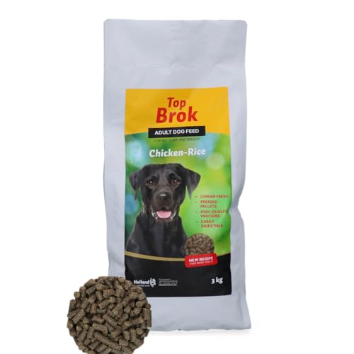 Topbrok Hund Gepresste Stücke - Huhn & Reis - Hundefutter - Hundebrocken - Geeignet für alle Hunde - Leicht verdaulich - 3 kg von Holland Animal Care