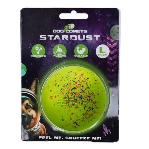 Dog Comets Stardust Ø 7,5 cm - Hundespielzeug - 100% Gummi - Hundeball Large - Tennisball - 1 Stück - Grün von Dog Comets