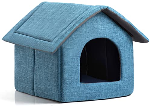 Hollypet Cozy Pet Bed House Warm Cave Schlafbett Welpennest für Katzen und kleine Hunde, Blau von Hollypet