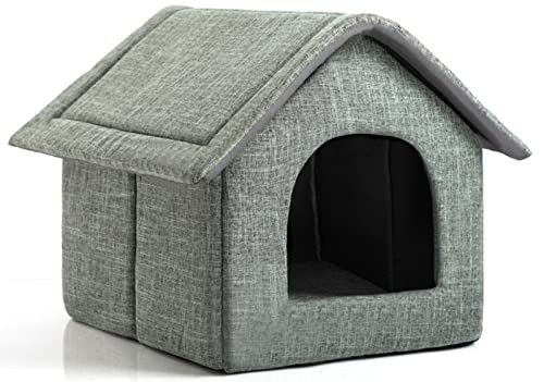 Hollypet Cozy Pet Bed House Warme Höhle Schlafbett Welpennest für Katzen und kleine Hunde, Grau Grün von Hollypet