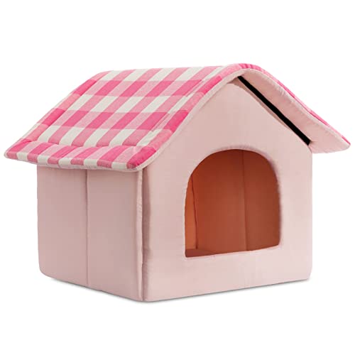 Hollypet Cozy Pet Bed Warm Cave Nest Schlafbett Welpenhaus für Katzen und kleine Hunde, Rosa von Hollypet