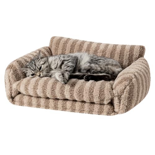 Hollypet Flauschiges Plüsch, multifunktional, doppellagig, weich, orthopädisches Sofa, Nest für kleine Katzen und Hunde, Khaki (53 x 38 x 20 cm) von Hollypet