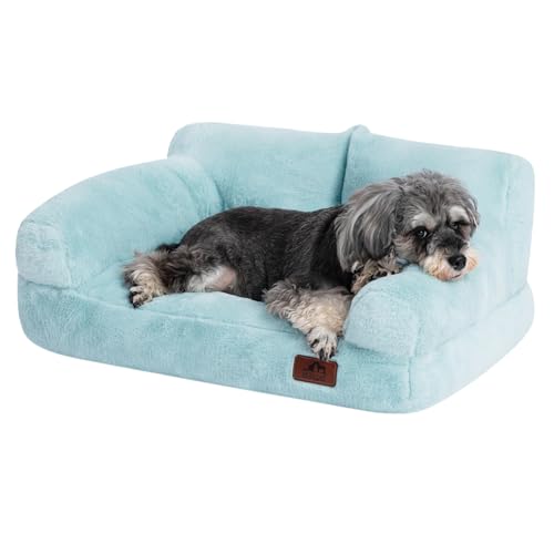 Hollypet Flauschiges Plüsch-Haustier-Katzen-Sofa, weich, beruhigend, für mittelgroße und kleine Katzen und Hunde, Mintgrün von Hollypet