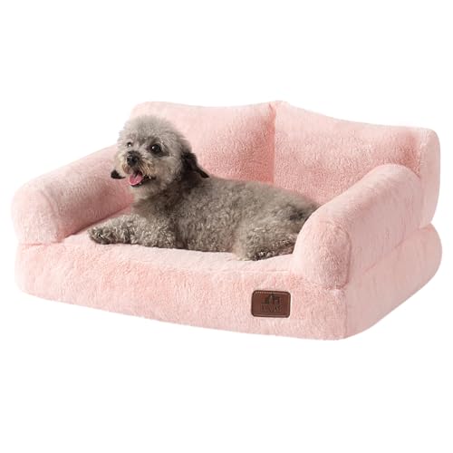 Hollypet Flauschiges Plüsch-Haustiersofa, weich, beruhigend, für mittelgroße und kleine Katzen und Hunde, Rosa von Hollypet