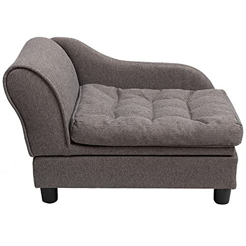 Hollypet Haustiersofa Couch mit Stauraum, Haustiersofa für Katzen und kleine Hunde, Haustier Snuggle Katzensofa Bett für Wohnungskatzen, Luxus Mini Hund Couch Schlafsofa mit waschbarem Kissen, Grau von Hollypet