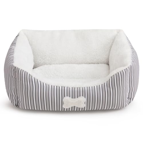 Hollypet Hundebett, selbstwärmendes Haustierbett für kleine, mittelgroße Hunde und Katzen, Plüsch, rechteckig, Nest, Welpenschlafsack, Kissen, Grau von Hollypet