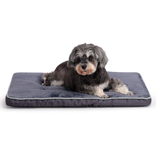 Hollypet Hundebett, waschbar, Plüsch-Hundekäfigbett, weich und bequem, rutschfeste Haustier-Schlafmatratze für kleine Hunderassen, 73,7 x 45,7 x 3,8 cm, Dunkelgrau von Hollypet