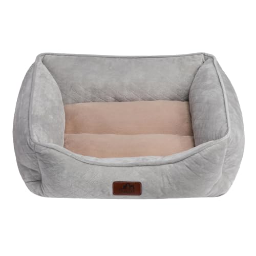 Hollypet Hundebett und Katzenbetten für mittelgroße und kleine Hunde/Welpen, Indoor-Katzen, mikrowellengesteppt, rechteckig, waschbar, weich, beruhigend, langlebig, Haustier-Kuschelbett mit von Hollypet