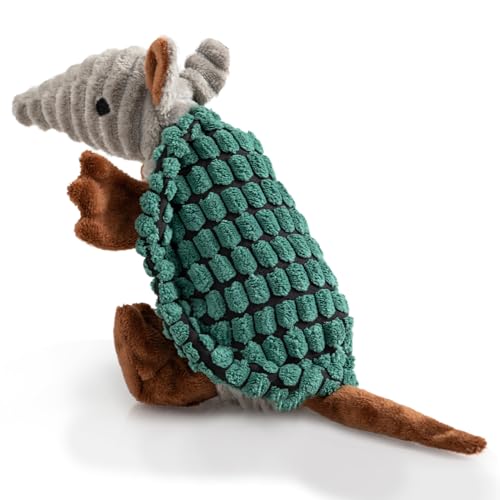 Hollypet Quietschendes Hundespielzeug aus Plüsch, gefülltes Gürteltier mit sauberen Zähnen für kleine, mittelgroße und große Hunde aller Rassen, Dunkelgrün, 20,3 cm von Hollypet