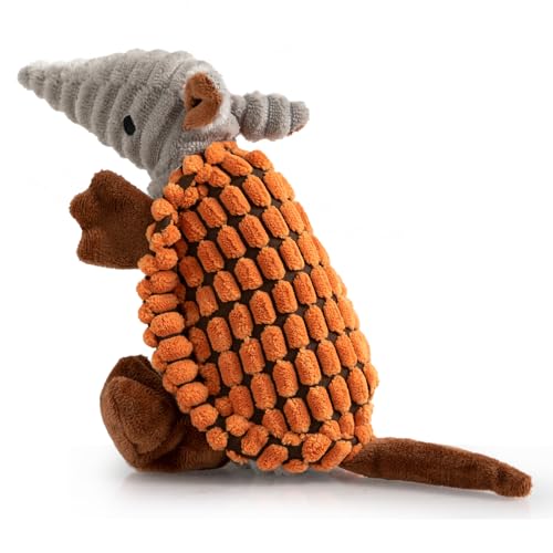 Hollypet Quietschendes Hundespielzeug aus Plüsch, gefülltes Gürteltier mit sauberen Zähnen für kleine, mittelgroße und große Hunde aller Rassen, Mandarine, 20,3 cm von Hollypet