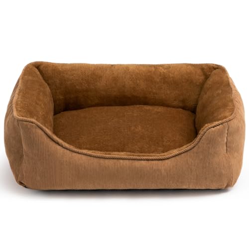 Hollypet Katzenbett Kleines Hundebett Haustierbett für Katzen und Welpen, Weiches Haustierschlafbett Atmungsaktives Haustierkissen, Braun (55 * 45 * 15cm) von Hollypet