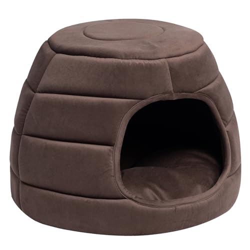 Hollypet Katzenbett für Indoor-Katzen - Katzenhöhlenbett, 2-in-1-Katzenhaus, Katzenzelt mit abnehmbarem gepolstertem Kissen, weiche und selbstwärmende Kätzchenbetten, Katzenbetten & Möbel, Welpen- von Hollypet