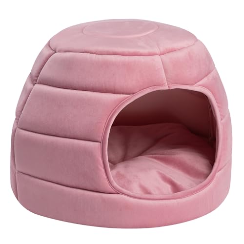 Hollypet Katzenbett für Indoor-Katzen – Katzenhöhlenbett, 2-in-3-Katzenhaus, Katzenzelt mit abnehmbarem gepolstertem Kissen, weiche und selbstwärmende Kätzchenbetten, Katzenbetten & Möbel, Welpen- von Hollypet